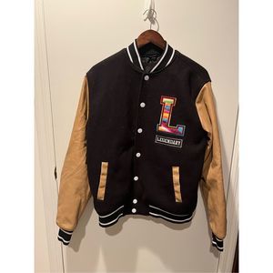 Black Varsity Legendary Jacket With Lion Patch Size M Mens